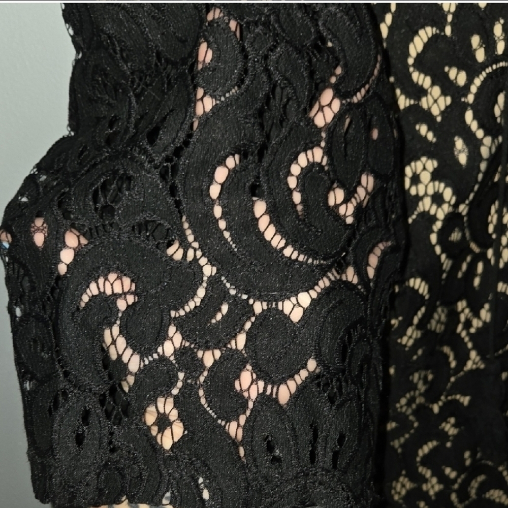 Black Lace Overlay Keyhole 3/4 Sleeve Dress | Women's Medium Whimsygoth Grunge - Picture 5 of 5